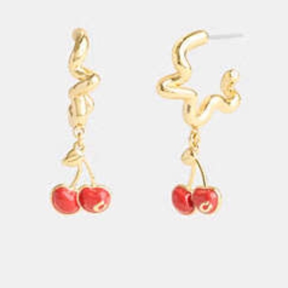 Cherry Wavy Huggie Earrings - Picture 6 of 6